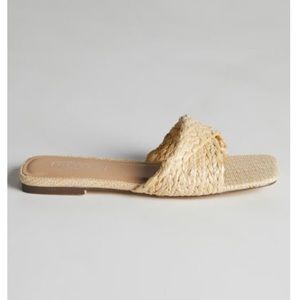 Raffia Woven Square Toe Sandals
